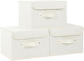 Fabric Storage Bins Cube Organizers with Flip-Top Lid and Handles,Storage Boxes for Organizing Home,Office,and Closet,Beige,3 Pack 10.2 X 7.9 X 6.7 in-Ruum Studio Home