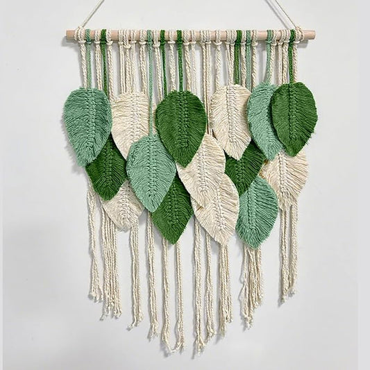 Macrame Wall Hanging Boho Wall Tapestry Handmade Woven Leaf Wall Decor Crochet Wall Art for Home Office Apartment(23.6" W x 31.5" L)-Ruum Studio Home