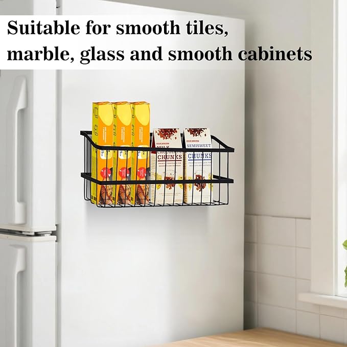 Magnetic Storage Basket, Large Magnetic Fridge Basket with Strong Magnet for Kitchen Laundry Room Office School Organization and Home Dryer Ball Storage, 14.96"x3.74"x5.91"-Ruum Studio Home