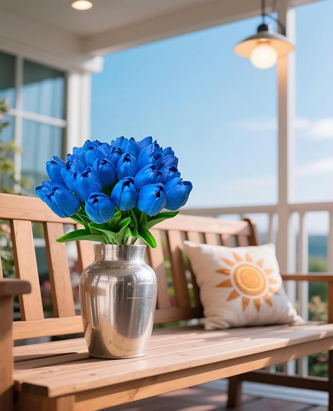 Artificial Tulips Flowers Long Stem Faux Tulips 15PCS Real Touch Fake Tulip for Vase Farmhouse Kitchen Spring & Wedding Home Decor-Ruum Studio Home