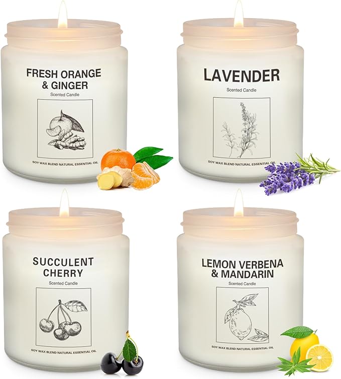 Natural Soy Wax Aromatherapy Candles - 4 Pack 7.1oz, Over 240 Hours Burn Time, Scented Candles Gifts for Women - Lavender-Ruum Studio Home