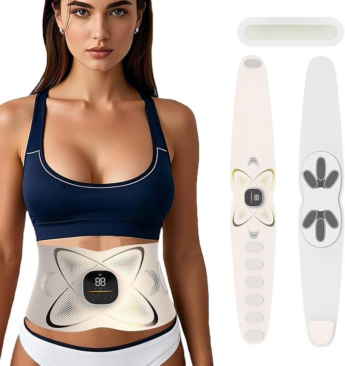Abs Stimulator Abdominal, ab Belt Muscle Stimulator with Heat for Belly Fat Loss, Stomach Cellulite Melting, Postpartum Care Smooth & Firming, Lower Back Massager for Pain Relief Women Men Gifts-Ruum Studio Home