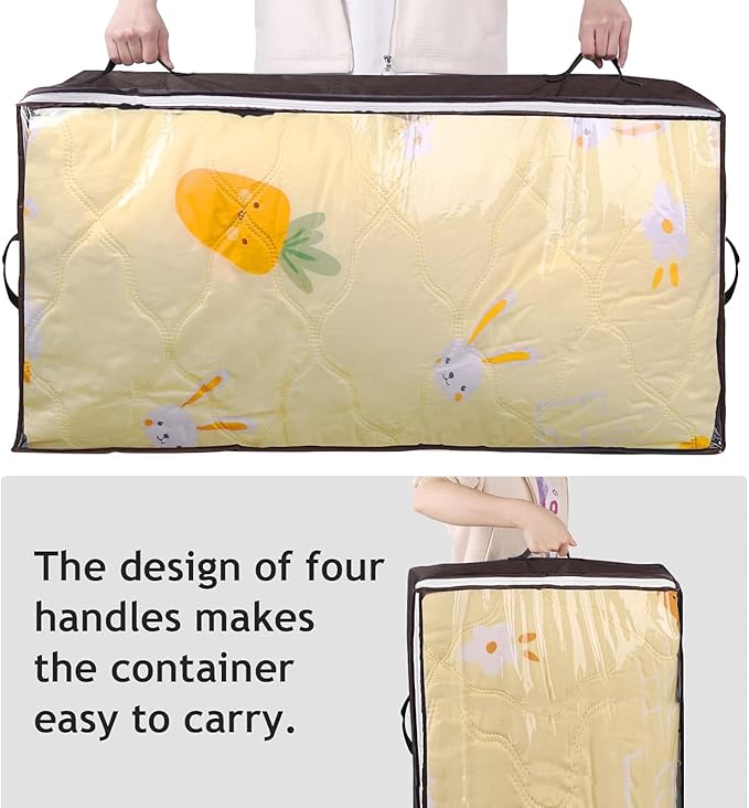 Budding Joy 6 Pack 90L Under bed Storage Containers Organizer Large Capacity Underbed Clothes Storage Bins Organization and Storage Bedroom Foldable Storage Bags with Clear Window Brown-Ruum Studio Home