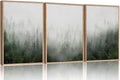 HPINUB Misty Green Forest Framed Canvas Wall Art Set, Nature Scenery Modern Wall Decor, Foggy Mountain Wall Painting, Woodland Landscape Nursery Art Print for Living Room, Bedroom, Office - 16"x24"x3-Ruum Studio Home