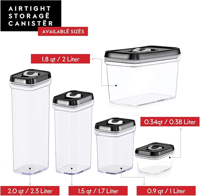 DWËLLZA KITCHEN Mini Airtight Food Storage Containers with Lids – Set of 6 Clear Plastic Small Pantry Containers for Spices, Candy, Nuts, Coffee or Tea, BPA-Free, Keeps Food Fresh & Dry-Ruum Studio Home