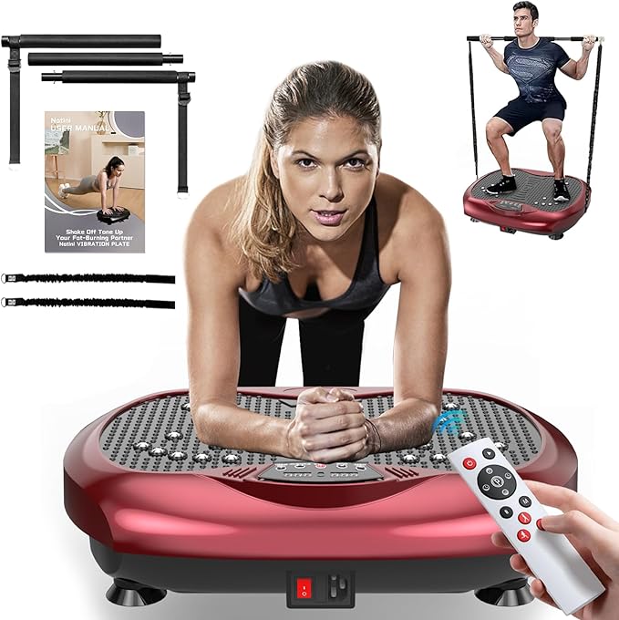 Vibration Plate Exercise Machine - Whole Body Workout Vibration Platform Lymphatic Drainage Machine for Weight Loss Home Fitness with Resistance Bands Remote-Ruum Studio Home