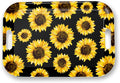 Serving Trays with Handles, 14.5 x 9.8 inch Rectangular Plastic Tray for Restaurant, Kitchen, Sunflower Black Background-Ruum Studio Home