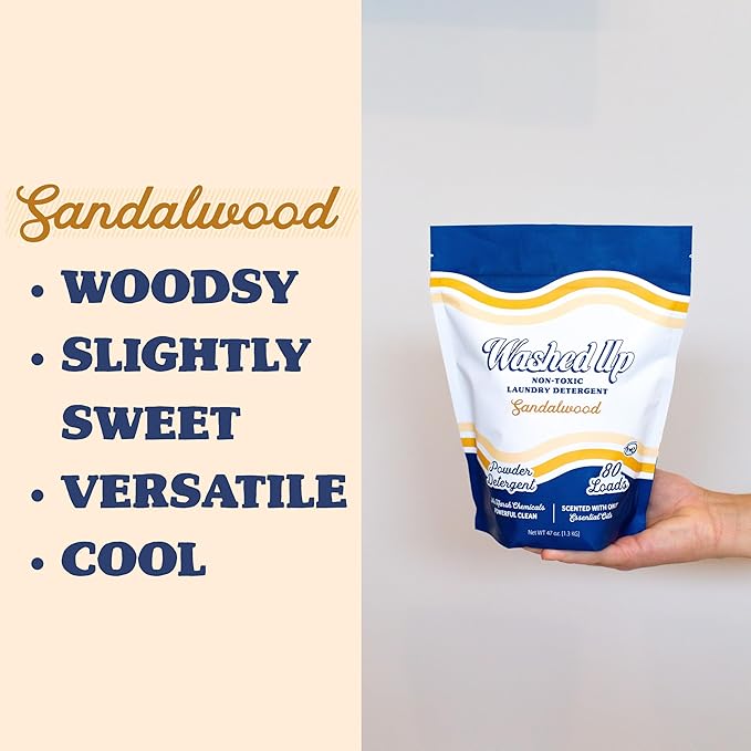 Sandalwood Laundry Detergent Powder | Only 100% Pure Essential Oils | Safe for Sensitive Groups | Powerful Clean | Plant & Mineral-Based | Made in USA | 3lbs-Ruum Studio Home