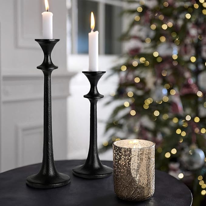 Black Iron Taper Candle Holder - Set of 3 Decorative Candle Stand - Candlestick Holder for Wedding, Dinning, Party-Ruum Studio Home