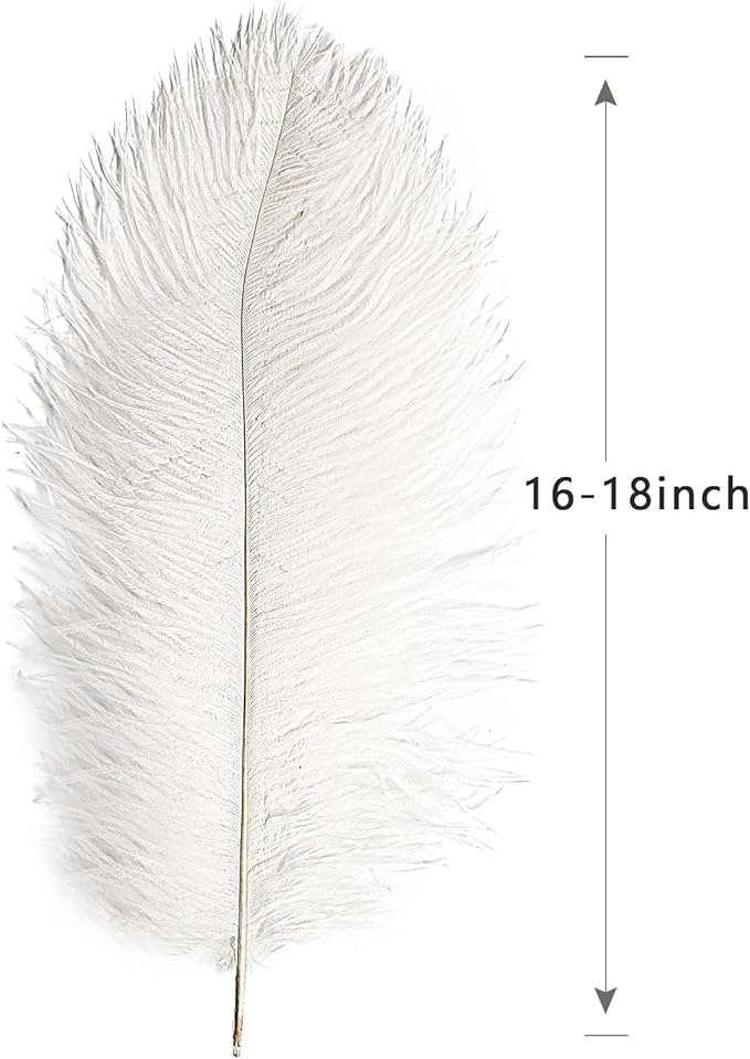 THARAHT 12pcs White Ostrich Feathers Natural Bulk 16-18Inch 40cm-45cm for Wedding Party Centerpieces Easter Gatsby and Home Decorate Ostrich Feathers-Ruum Studio Home