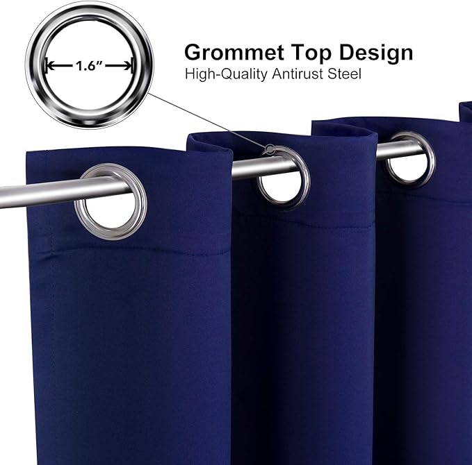 ChrisDowa Blackout Curtains 78 inches Long for Bedroom - 2 Panels Set Grommet Thermal Insulated Room Darkening Curtains for Living Room (Navy Blue, 42 x 78 Inch)-Ruum Studio Home