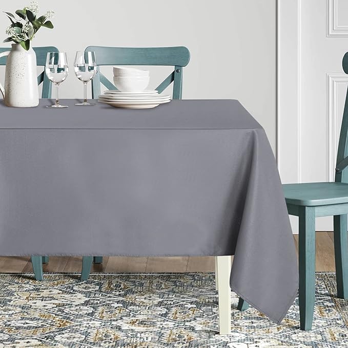 sancua Square Tablecloth - 54 x 54 Inch - Stain and Wrinkle Resistant Washable Polyester Table Cloth, Decorative Fabric Table Cover for Dining Tables, Buffet Parties and Camping, Light Grey-Ruum Studio Home