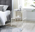ONELUX 1626 Acrylic Bedside nightstand with Additional Shelf,Lucite Occasional Sofa Tables, Clear-Ruum Studio Home