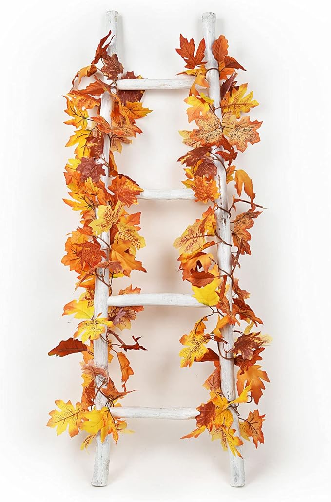 Lvydec 2 Pack Maple Leaves Fall Garland Clearance - 5.9ft/Strand Artificial Fall Foliage Garland Colorful Autumn Leaves Decoration for Home Wedding Party Halloween Thanksgiving-Ruum Studio Home