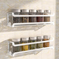 LUCYCAZ 2 Pack Wall Mounted Spice Rack with 16 Hooks, Spice Organizer Shelf for Stove Cabinet Pantry Door,Screw or Adhesive Spice Shelf Hanging Wall Spice Rack in Kitchen and RV (White, 2 PACK)-Ruum Studio Home