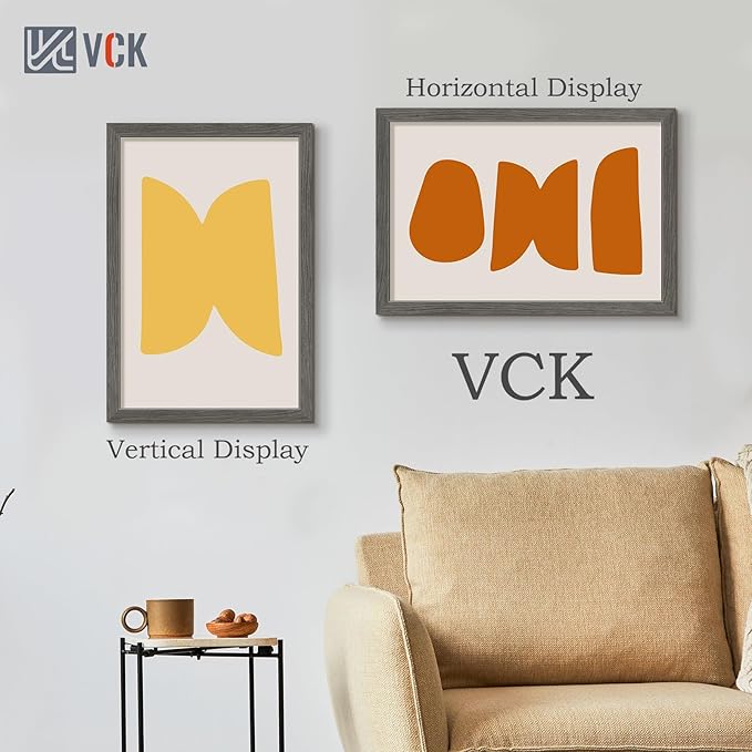 VCK 16x24 Frame Set of 3, Gray Solid Wood Poster Picture Frame, Exclusive Wood Grain, Wall Gallery Frame-Ruum Studio Home