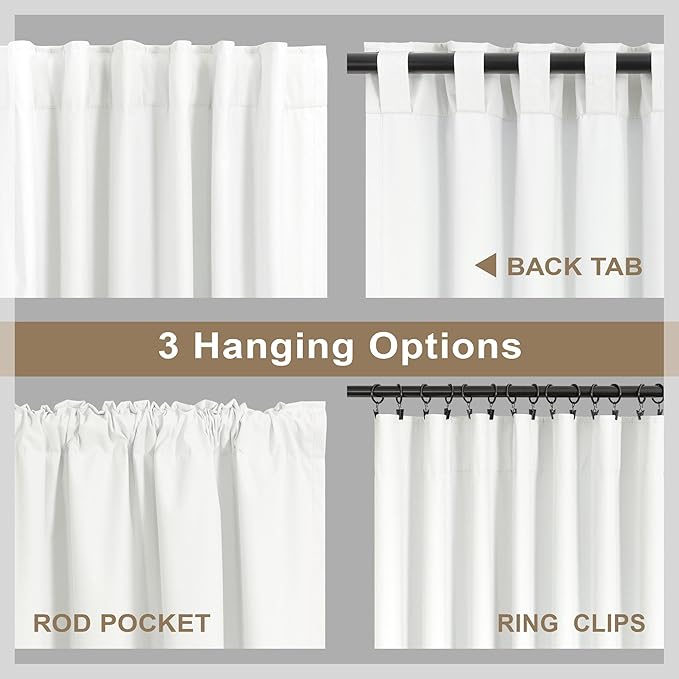 Ivory White Curtains 84 Inch Length 2 Panels for Living Room Curtain for Bedroom Window Total Blackout Off White Drapes 84 Long Boho Farmhouse Linen Black Out Thermal Insulated Curtain Back Tab Pocket-Ruum Studio Home