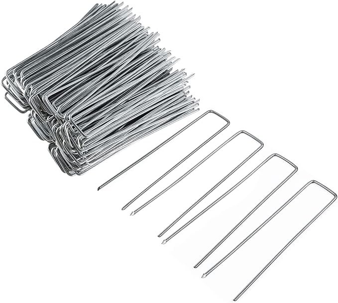 FEED GARDEN 10 Inch 50 Pack Galvanized Landscape Staples 11 Gauge Anti-Rust Garden Stakes Landscaping Fabric SOD Pins Yard Stakes for Weed Barrier Fabric-Ruum Studio Home