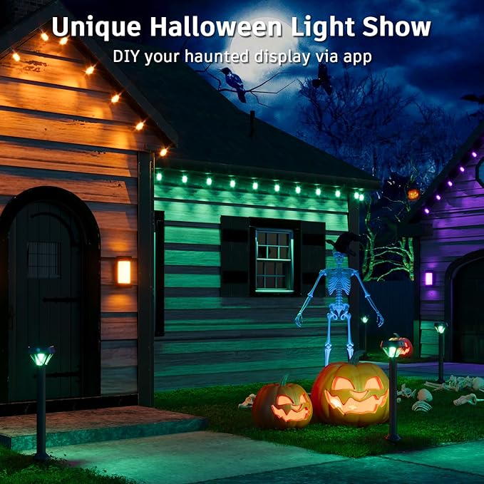 XMCOSY+ Smart Outdoor String Lights - 123ft RGBCWIC Patio Lights with 40 Color Changing Bulbs, LED String Light for Outside Backyard Bistro Party, APP WiFi Control, Work with Alexa, IP65 Waterproof-Ruum Studio Home