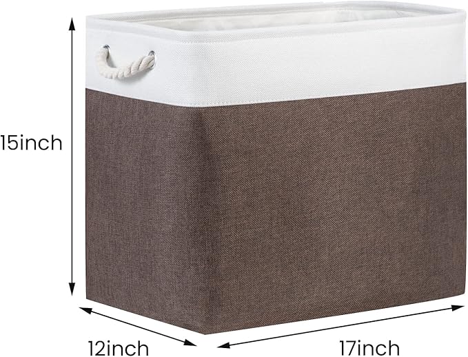 Bidtakay Baskets for Organizing Set of 2 Extra Large Fabric Storage Bins 17x12x15 in Collapsible Laundry Baskets Blanket Basket with Soft Handles Rustic Decorative Stair Basket Dog Toy Bins-Ruum Studio Home