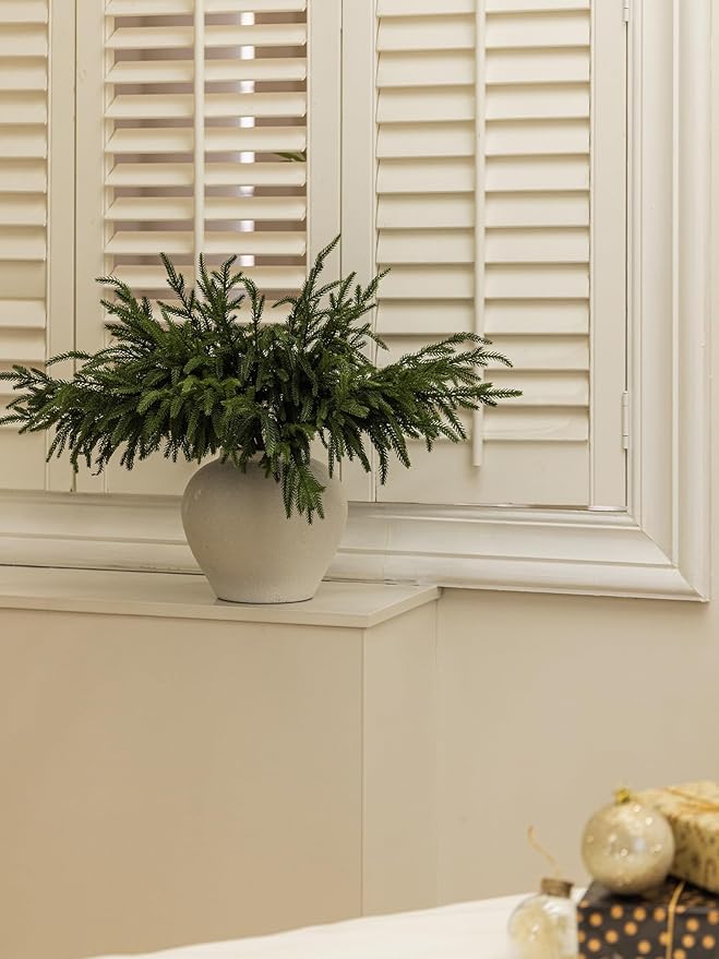 MISSPIN 12 Pcs 19.5 Inches Christmas Norfolk Pine Branches, Norfolk Pine Artificial Christmas Branches DIY Crafts Faux Pine Branches for Xmas Indoor Outdoor Home Decor-Ruum Studio Home