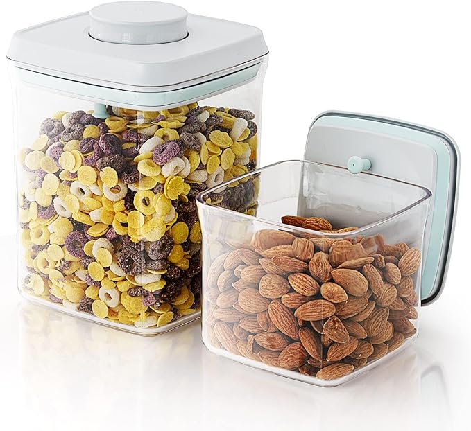 Pop Airtight Food Containers - Set of 2 Kitchen Storage Containers with Lids, Ideal for Cereal and Pantry Storage - Includes 1.5Qt and 0.5Qt Sizes-Ruum Studio Home
