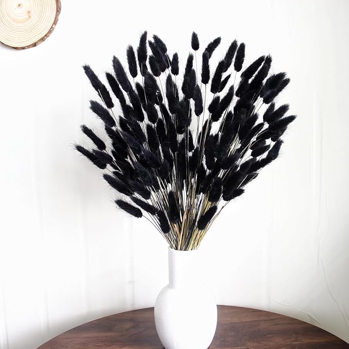 115 PCS Black Pampas Grass Bouquet, Boho Table Decor, Black Bunny Tails Dried Flowers, Dried Pampas Grass for Weddings, Home Decor, Rustic Parties, and Baby Shower Decorations-Ruum Studio Home