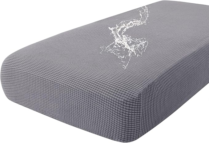 hyha Waterproof Couch Cushion Covers for Pets, Non Slip Sofa Seat Cover for Dogs Washable, Soft Thick Stretch Jacquard Fabric, Sofa Slipcovers with Elastic Bottom (1 Piece for Large, Middle Grey)-Ruum Studio Home