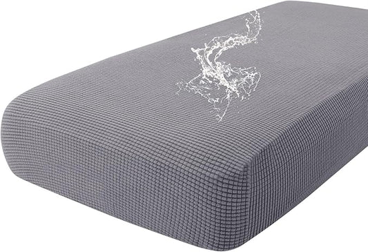 hyha Waterproof Couch Cushion Covers for Pets, Non Slip Sofa Seat Cover for Dogs Washable, Soft Thick Stretch Jacquard Fabric, Sofa Slipcovers with Elastic Bottom (1 Piece for Large, Middle Grey)-Ruum Studio Home