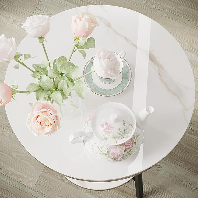 Side Table - Sintered Stone End Couch Table with Metal Frame & Gold Veins for Sofa Living Room Bedroom Bedside Coffee Small Spaces - Waterproof, Scratch-Resistant - Easy Assembly-Ruum Studio Home