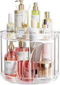 LAMU 10.6in Rotating Makeup Organizer for Vanity, 2 Tier Lazy Susan Turntable Stackable Spinning Skincare Organizer Cosmetic Perfume Tray for Bathroom Counter, Large Capacity, Clear-Ruum Studio Home