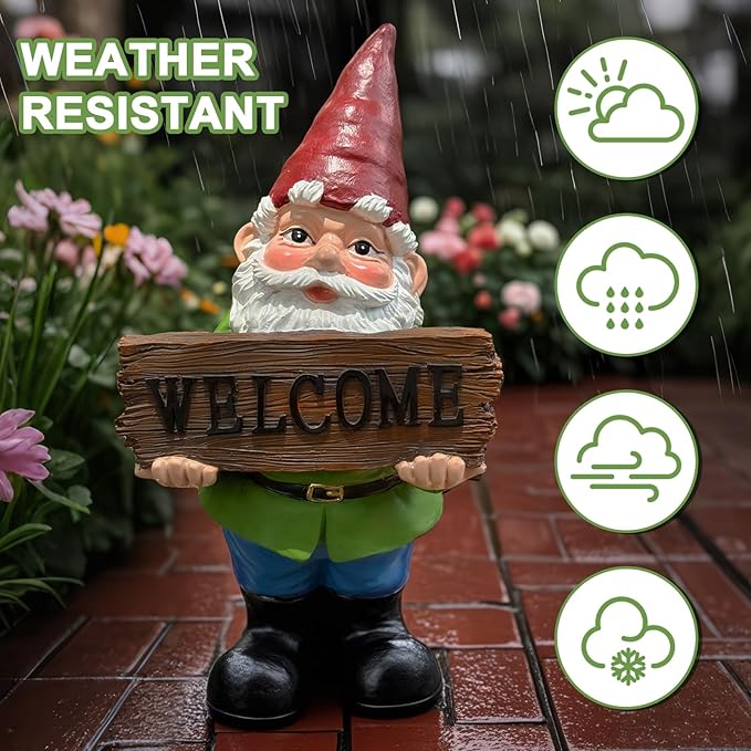 Gnome Garden Decor Statue Gnomes Decorations for Yard with Welcome Sign Outdoor Decorations for Patio Unique Garden Gifts for Women Mom Grandma-Ruum Studio Home