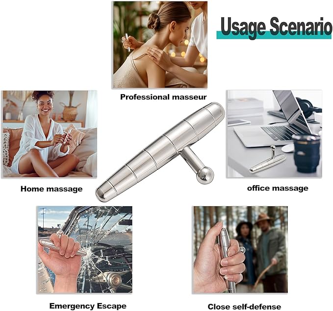 2 in 1 Trigger Points Massage Tool Stainless Steel T-Bar Deep Tissue Massage Tool for Pain Relief Full-Body Fascial Relaxation – Ideal for Shoulders, Neck, Legs, and Arms – Perfect for Sports Therapy-Ruum Studio Home