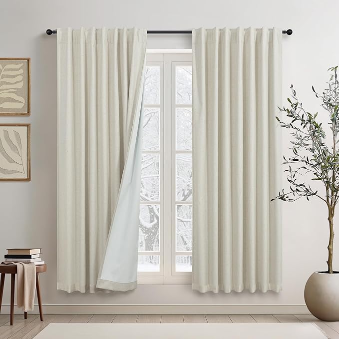 DANCURTON Beige Short Black Out Curtains 58 Inch Long for Bedroom 58 Inch Length Window Treatments Boho Kitchen Farmhouse Thermal Cooling Curtains for Summer Heat Living Room Bathroom 2 Panel Set-Ruum Studio Home