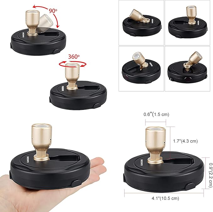 Spotlight Battery Operated, Wireless LED Puck Light, Dimmable Accent Spot Light for Plant Tree Indoor, Stick Uplighting for Display Photo Dartboard Painting Artwork Gallery Portrait, 2 Pack-Ruum Studio Home