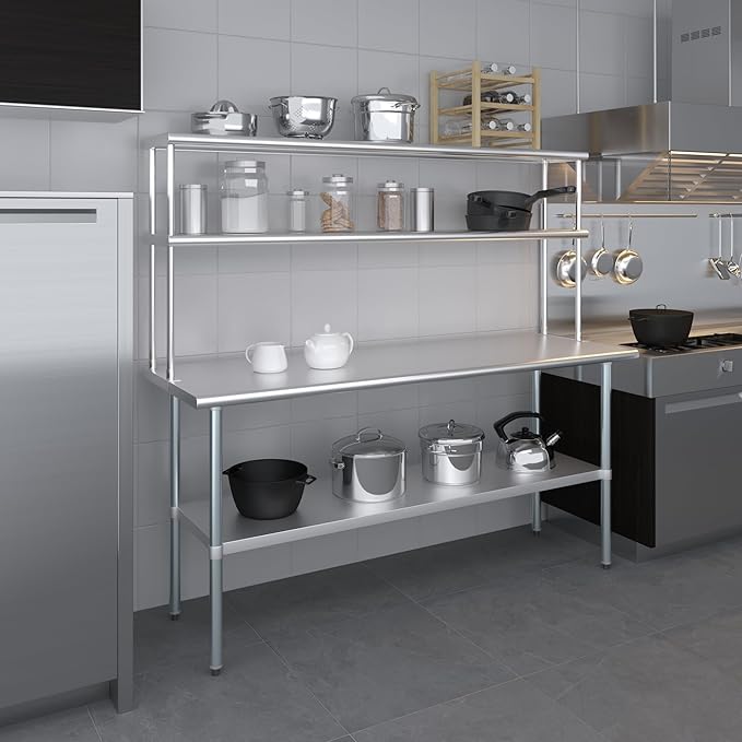 AmGood Double OverShelf Stainless Steel NSF - Many (72" Long x 12" Deep)-Ruum Studio Home