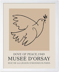 Poster Master Vintage Poster - Retro Minimalist Print - Gift for Artist, Friend - Dove Of Peace, Line Drawing, Sketch, Abstract - Wall Decor for Living Room, Bedroom, 8x10 White Framed-Ruum Studio Home