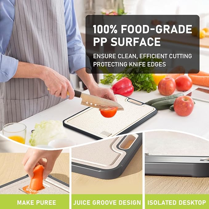 FIRE HIVE Pure Titanium & Platycodon Cutting Board - Double-Sided Large Kitchen Board, 16x11 Inch, Multi-Functional & Safe Cleaning Surface-Ruum Studio Home