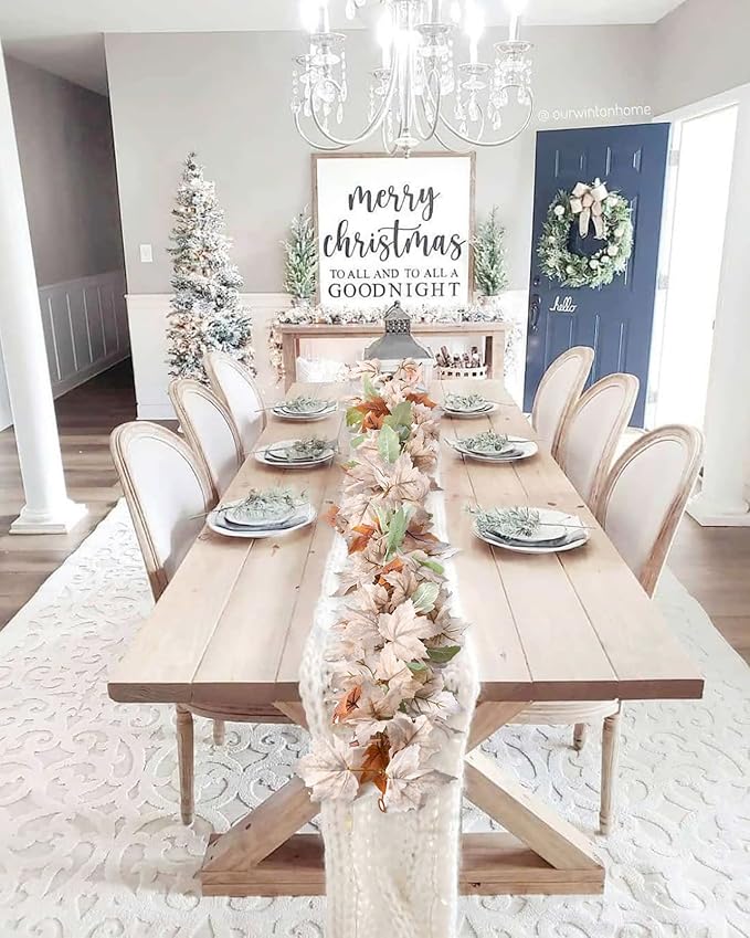 Lvydec 2 Pack Fall Maple Garland - 5.9ft/Piece White Artificial Fall Foliage Garland Colorful Autumn Decor for Home Wedding Party-Ruum Studio Home