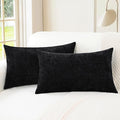 CaliTime Throw Pillow Covers Decorative 12 X 20 Inches Pack of 2 Cozy Chenille Cushion Cases for Couch Sofa Bed Living Room Home Black-Ruum Studio Home