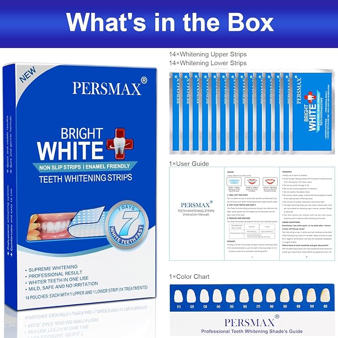 Teeth Whitening Strips for Teeth Sensitive, Non-Slip Enamel-Safe Strips, Professional and Safe Teeth whitening Strips, for Smoking/Coffee/Soda/Wine Stain, 14 Treatments 28 Strips (Mint)-Ruum Studio Home