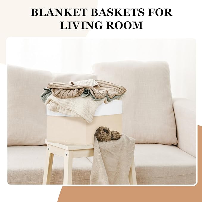 Criusia 8 Pack Large Storage Basket, Fabric Blanket Basket Living Room, Toy Organizers and Storage with Handles for Kids, Laundry Basket for Clothes Towel, Yarn and Craft Storage Bins (14L*10W*9.5H)-Ruum Studio Home