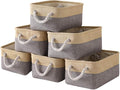 Fabric Storage Baskets for Organizing(6 Pack) Small Baskets for Shelves,storage, Laundry, Nursery, Closets, Decorative Baskets for Gifts Empty (Grey & gold, 11.8” x 7.8” x 5.1”)-Ruum Studio Home