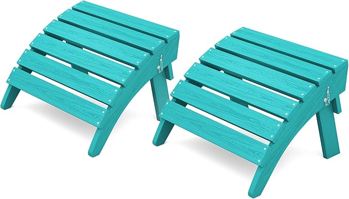 KINGYES Folding Adirondack Ottomans Set of 2 for Adirondack Chair, Aruba-Ruum Studio Home