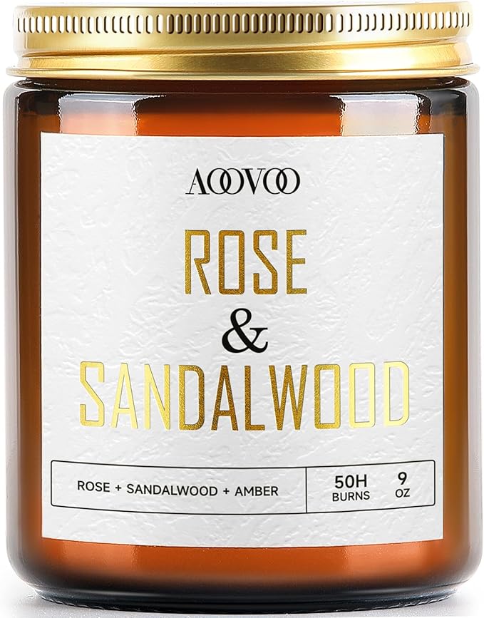 AOOVOO Rose Sandalwood Candles - 9 oz Scented Candles, Aromatherapy Candle, Soy Candle for Home Scented-Ruum Studio Home