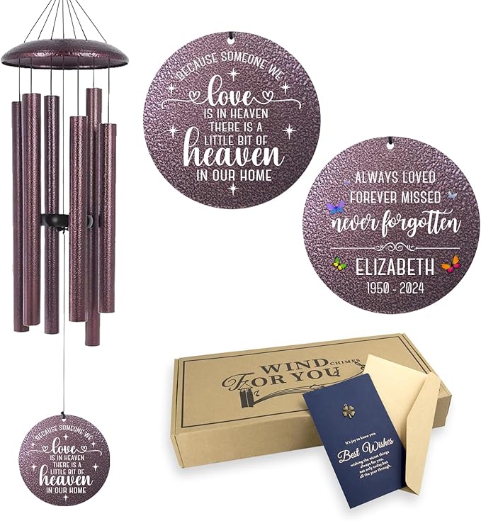 ASTARIN 36" Large Deep Tone Personalized Sympathy Wind Chimes, Memorial Wind Chime for Loss of Mother Father Loved One, Bereavement Gifts Decor Outdoor Patio Garden Graveyard-Ruum Studio Home