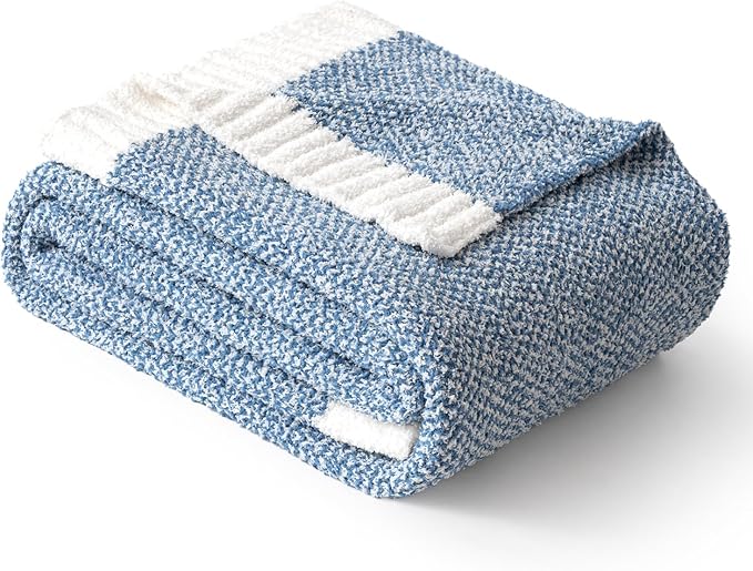 MIULEE Super Soft Throw Blanket for Couch, Blue Cozy Fluffy Warm Blankets Knit Throw Blankets for Sofa, Bed, Chair, Living Room, Camping, Picnic, 50 x 60 inch-Ruum Studio Home