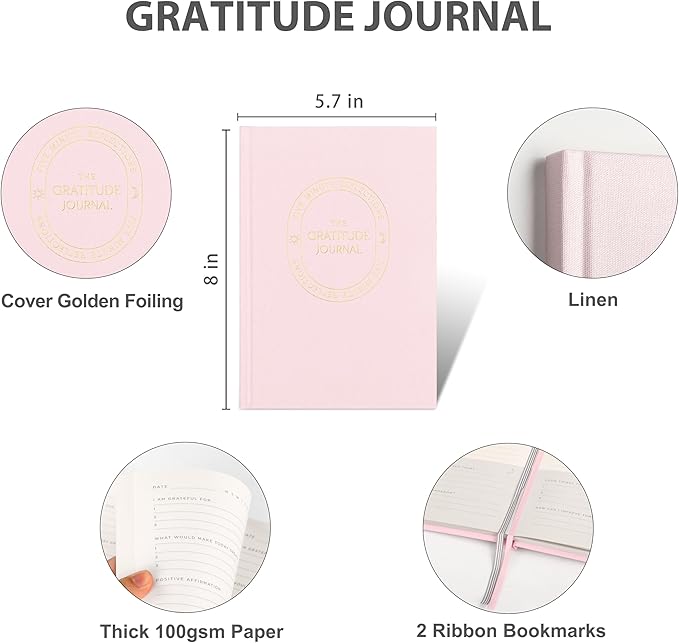 And Per Se Gratitude Journal – Five Minutes a Day to Cultivate Mindfulness, Happiness, Positive Vibes, Affirmations & Self-Reflection – Undated Daily Gratitude Journal for Women & Men (Pale Pink)-Ruum Studio Home