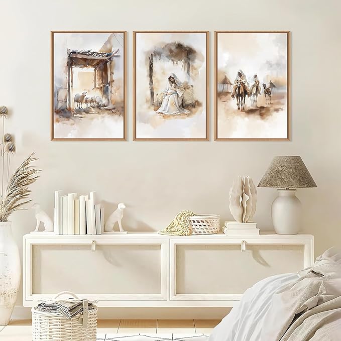 HPINUB Jesus Easter Framed Canvas Wall Art Set,Large Religious Christian Bible Verse Wall Decor,Resurrection Sunday Artwork for Living Room,Church Christian Easter Gift -24"x36"x3-Ruum Studio Home