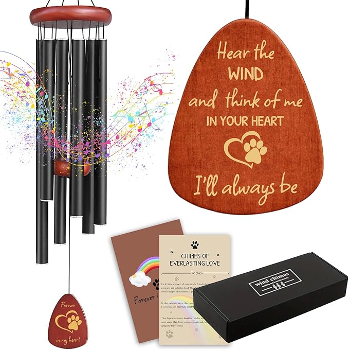 Pet Memorial Wind Chimes 26" - Dog Memorial Gifts for Loss of Dog, Dogs Remembrance Bereavement Gift, Pet Loss Sympathy Gifts (Design 3)-Ruum Studio Home